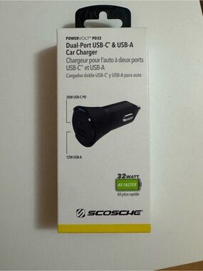 Scosche PowerVolt PD32 Dual-Port USB-C & USB-A Car Charger - Black